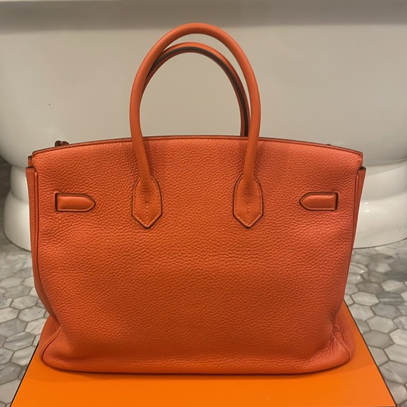 Orange Hermes Togo Birkin 35 - Picture 7 of 8